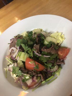 This is one of my many favorite dishes. Thai beef salad. It's delicious, very healthy and perfect for when I want a quick healthy meal.