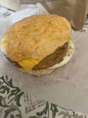 Sausage cheese egg biscuit