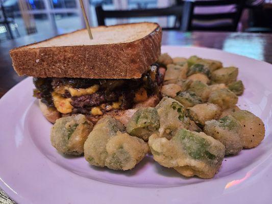 Pimento Cheese and Cowboy Candy Relish Patty Melt