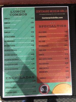 Check out this menu