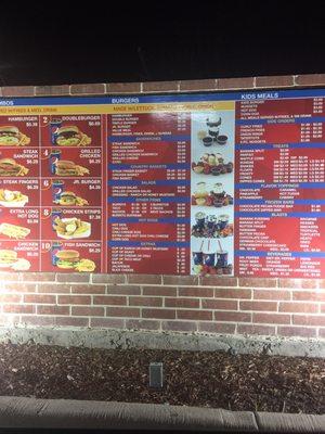 Drive through menu