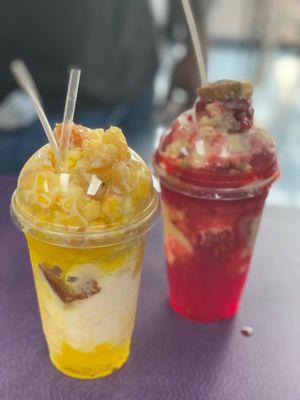 Specialty Mango Stuffed Snoball & Specialty Strawberry Cheesecake Stuffed Snoball