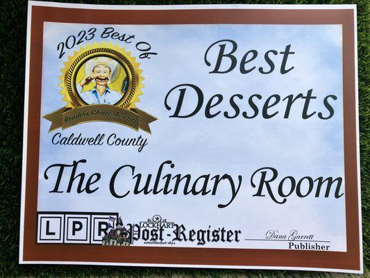 Lockhart Post Register Reader's Poll: Best Desserts in Caldwell County. The Culinary Room.