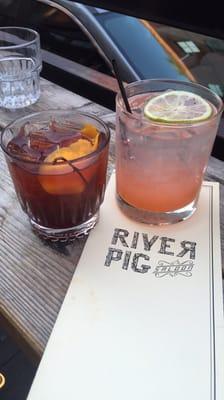 River Pig Old-Fashioned and California Widow