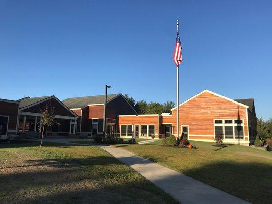 This building was custom-built for us in 2002. A gym was added in 2008 and another addition of a Middle School suite was added in 2019.