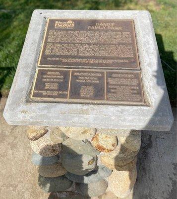 Plaque to read about whom the park was named after!