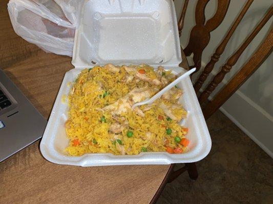 Fried rice with chicken to go- wow!