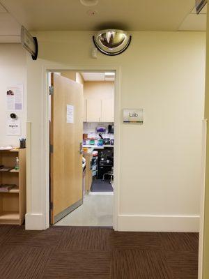 The entrance to the lab at PacMed's Lynnwood Clinic.