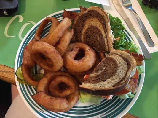 Lobster BLT with onion rings, oh my goodness!!! So good!!!