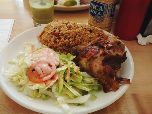 1/4 chicken w/ pork fried rice & salad ($8)