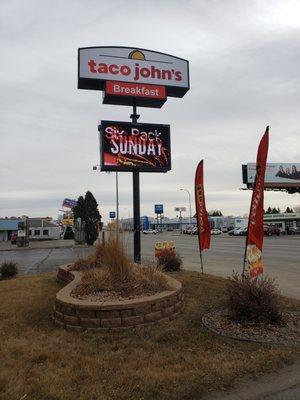 Signs in front of the building