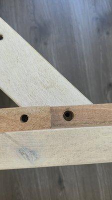 Bed frame missing holes to drill in screws