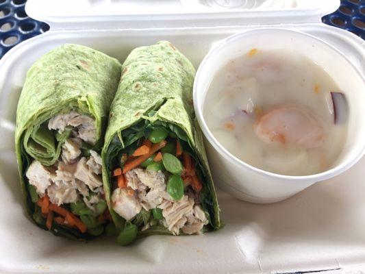 Thai wrap with fruit parfait