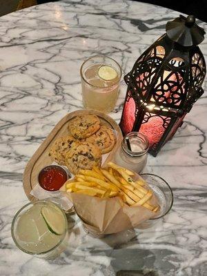 Library Chocolate Chip Cookies, Herbed French Fries, Pompous Marg  (The ketchup is for the fries, not the cookies!)