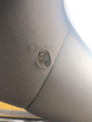 A gash on the interior of my car.