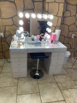 The makeup vanity.