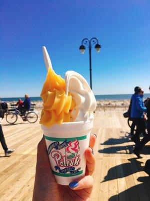 Mango Water Ice with Vanilla soft serve