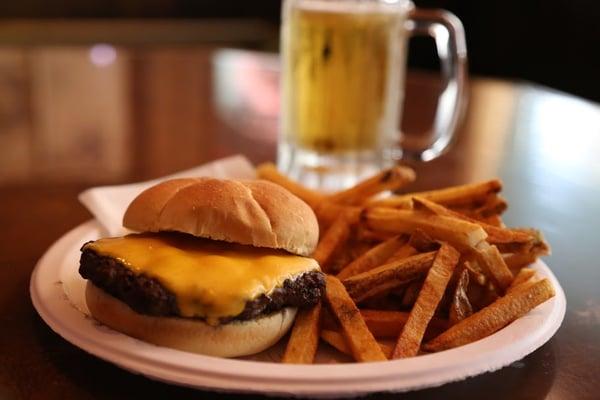 The "Lousy Food" isn't quite so lousy at all.  Freshly cooked burger with hand-cut fries.