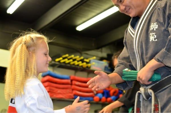 Getting her green belt