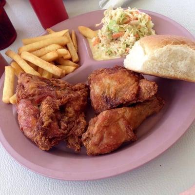 3 piece chicken dinner with Fries & Slaw