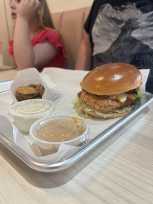 The sandwich with ginger mayo (forgot the name), fried pickles, spicy ranch and signature sauce