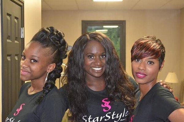 StarStylez Models showcasing hair extensions, up styling and short cuts.