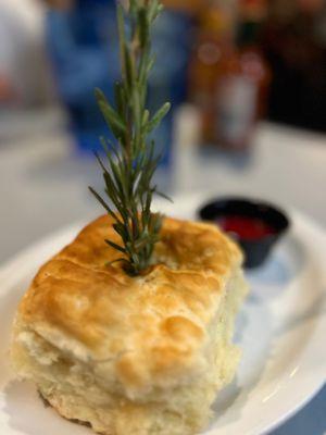 Buttermilk Biscuit with butter and jam, served w/ Big O' Caesar Salad