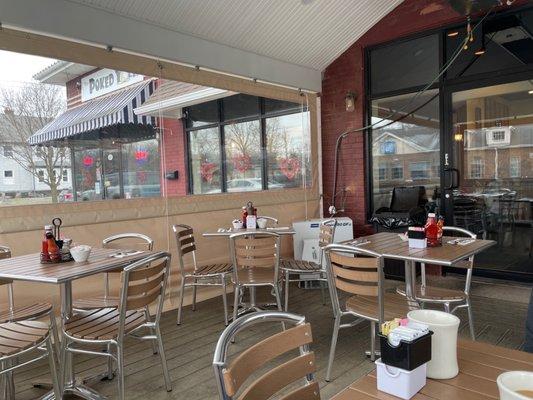 Heated outdoor dining area