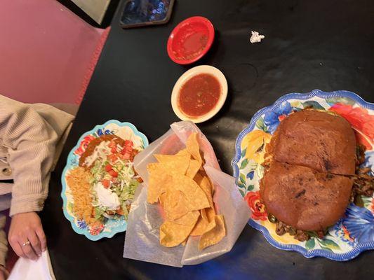 Torta Loca, Chips & Salsa, Enchiladas Tapatias