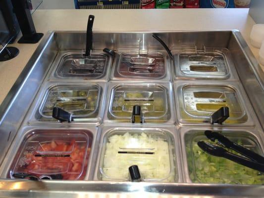 Nice clean condiment table for food