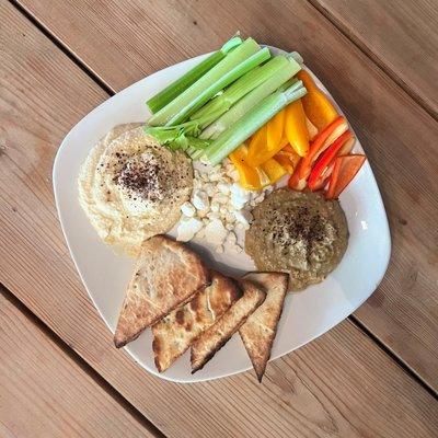 Hummus plate (can be vegan without the Feta cheese)