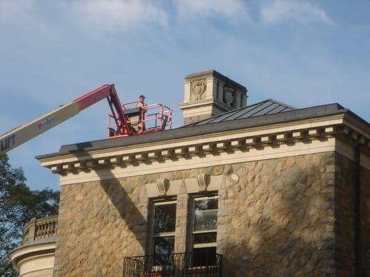 Restoration procedure at Mark Echols Castle in Bernardsville New Jersey