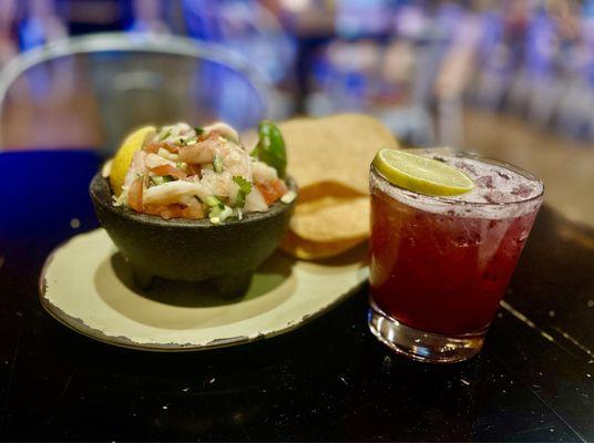 Ceviche And Blackberry Margarita