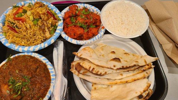 Chicken Noodles, Chicken 65, Chicken curry, Naan