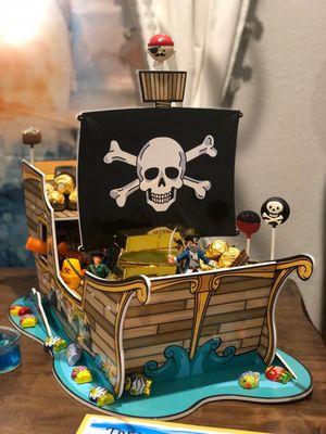 Treasure Venture Party (pirate ship with cake pops, look at the pirate one in the crow's nest look out!)