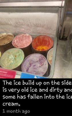 All the ice build up is so think that the dirty ice falls into the clean ice cream below. Very unhealthy!