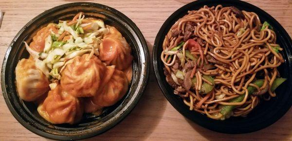 Butter Chicken Momos (and) Beef Chow Mein