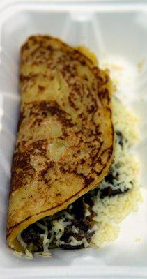 Arepa de Choclo, with Sirloin: $12. Take-out.