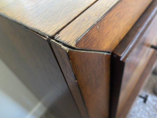 Dresser that has been broken apart.