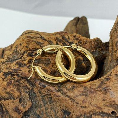 Stainless steel gold plated thick hoop earrings