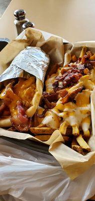 Honey chicken pita with bacon ranch cheese fries