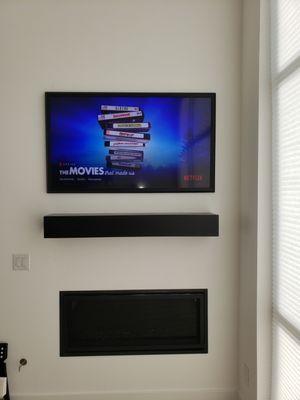 We installed this Samsung  flat-screen picture & mantel. The power box and wifi connection are located inside the mantel.