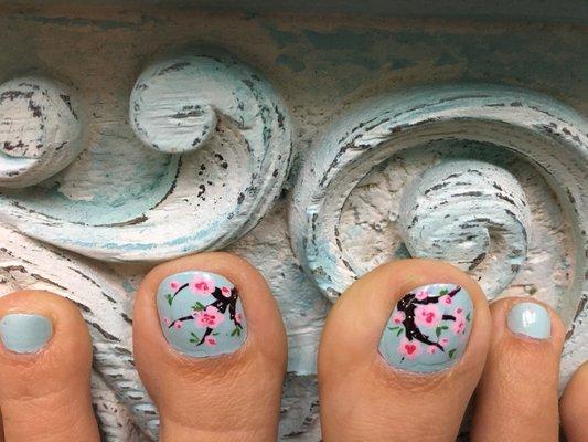 Cherry Blossoms Design for Spring. I love having Thu's one of a kind art work on my toes to enjoy every day!