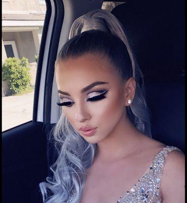 Prom Makeup & Hair Detailed Eyes with individually hand placed Swarovski Crystals