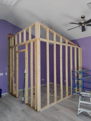 Custom built closet with open roof