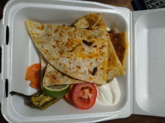 Beef quesadilla.