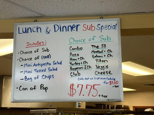 Sub Special Menu