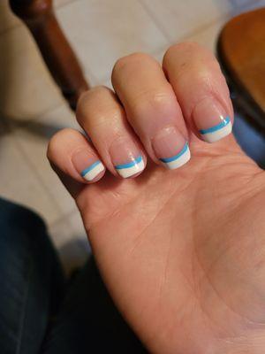 Uneven horrible color mix cut one nail too short of side