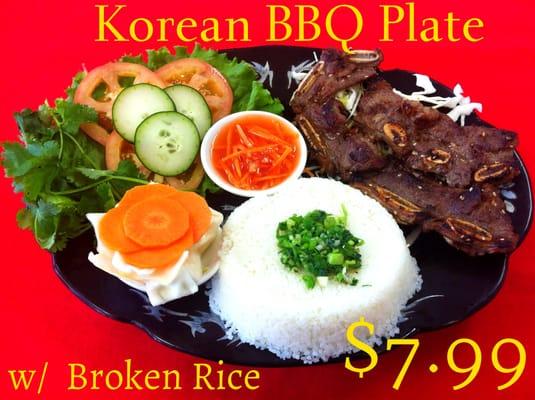 Korean BBQ Plate served with Broken Rice