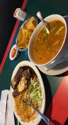 My usual 1. Sopa de Pollo & Enchiladas Poblanos